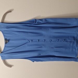 Ann Taylor V-Neck Factory Blue Blouse Size 6 Petite